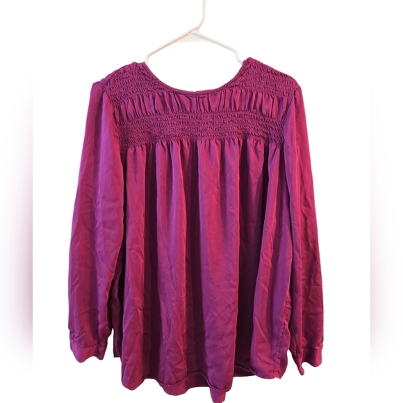 J.JILL SMOCKED PLEATED BLOUSE. SIZE LARGE PETITE - Picture 1 of 7